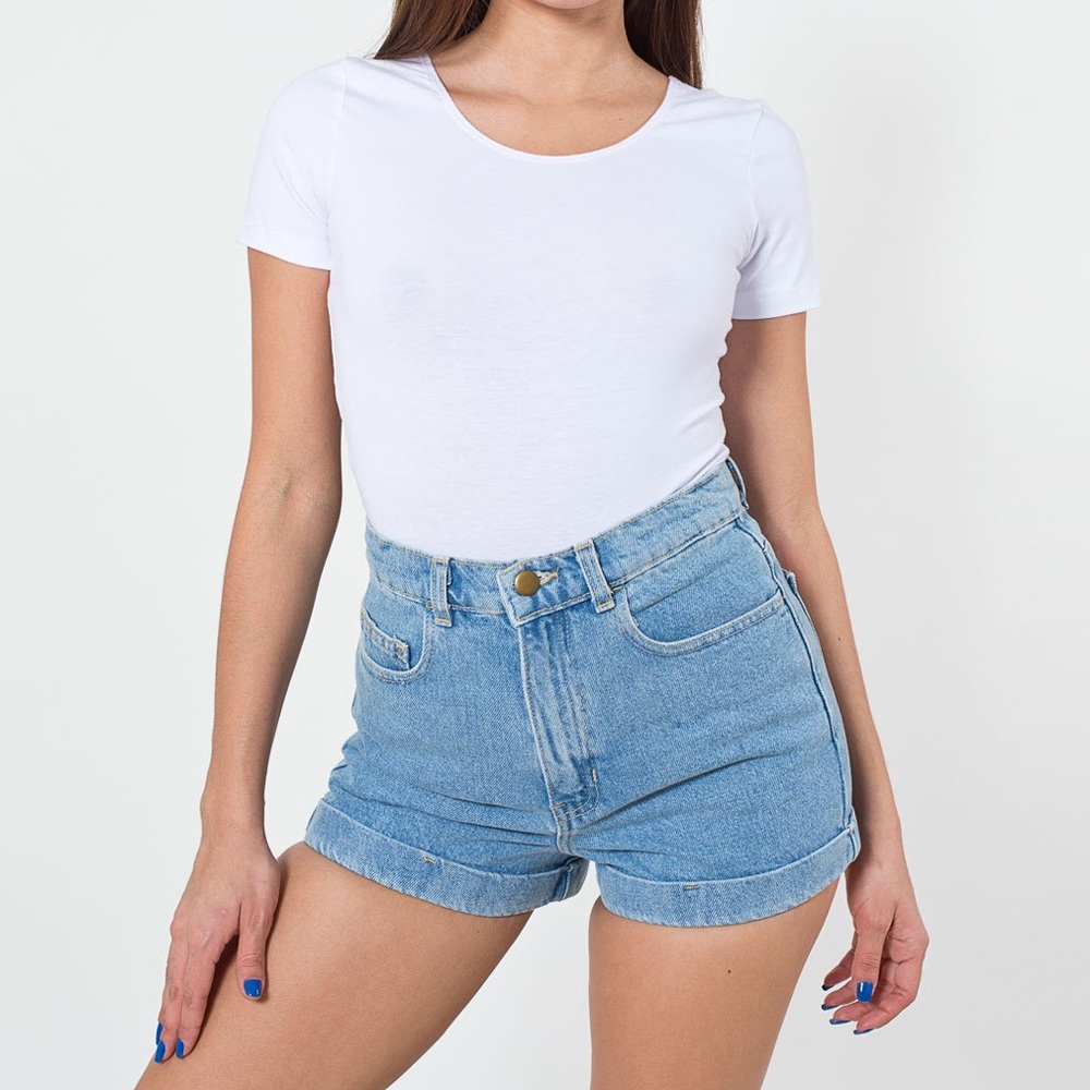 american apparel high waist shorts light wash